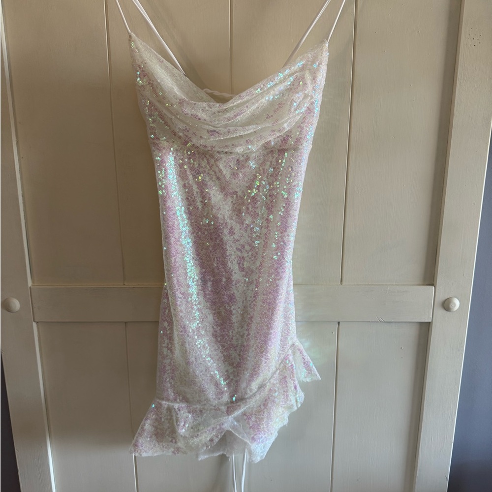 Lucy in the Sky White Mini Babydoll Dress for Prom - Picture 5 of 9